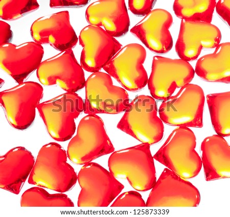 Many red hearts on withe background