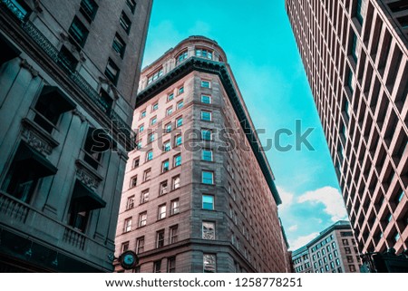 Beautiful building with blue sky.
Photo was taken in Boston city.