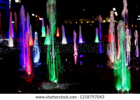 colorful fountain at night