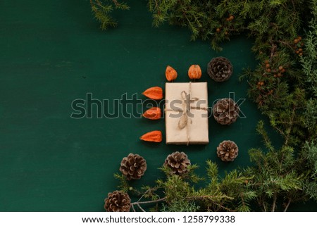 Green Christmas new year tree background gifts holiday