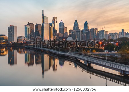 Philadelphia skyline at sunrise