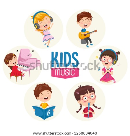 Vector Illustration Of Kids Music