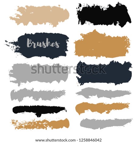 black brush strokes set backgrounds. Paint lines grunge collection. Set of black grungy hand painted brush strokes isolated on white. Abstract ink texture, design elements. - Vector