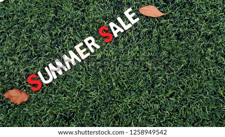 Summer sale word on green grass background modern style. business on sale, marketing discount promotion concept.