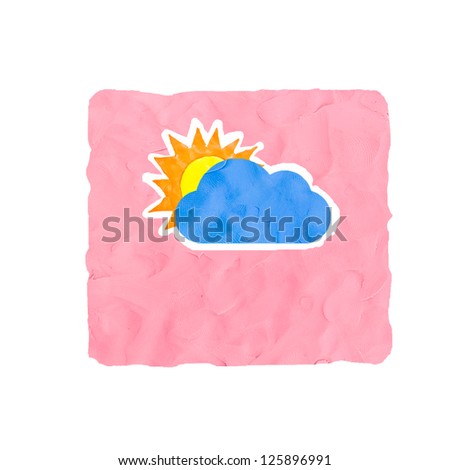 Weather icon handmade isolated on white background, Sunshine