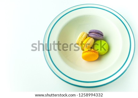 
Colorful macaroons on white backgroud.