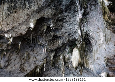 Beautiful Grey Cliff Of Rock, Thailand. Stone mountain texture. Nature Background. 