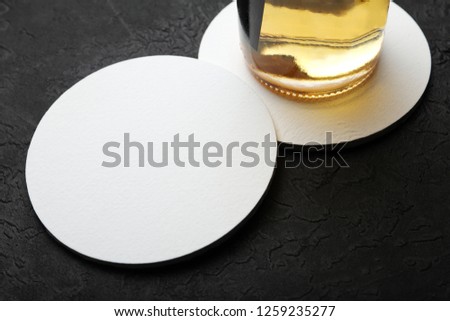 Glass coaster for restaurant. Empty space for text or logo.