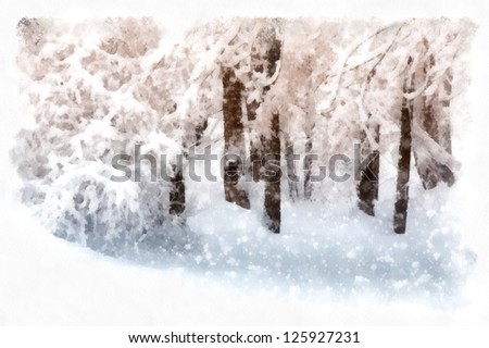Winter scene watercolor