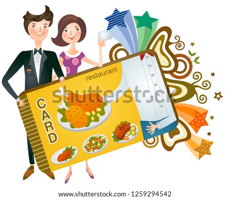 Couple holding restaurant card