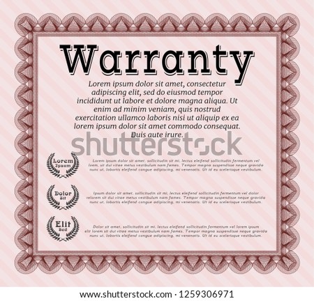 Red Vintage Warranty template. With background. Vector illustration. Cordial design. 
