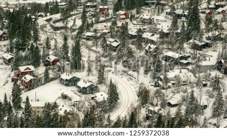 Holmenkollen neighborhood. The photo was taken from the top of the Holmenkollen ski jump tower.