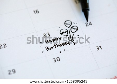 writing calendar happy birthday