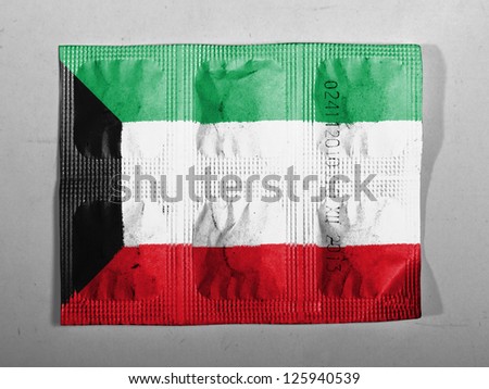 Kuwait. Kuwaiti flag  painted on pills