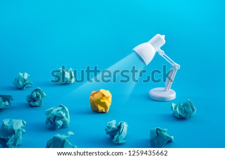 Idea and creativity concepts with paper crumpled ball and lamp.Think out of box.Business solution. Royalty-Free Stock Photo #1259435662