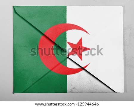 Algeria. The Algerian flag  painted on grey envelope