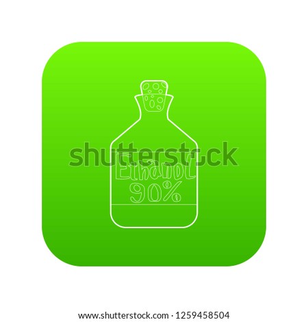 Ethanol in bottle icon green vector isolated on white background