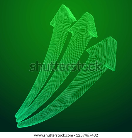 Growing arrow chart. Wireframe low poly mesh vector illustration