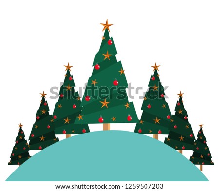 christmas pine trees on white background