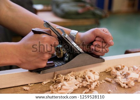 Wood working with hands, Spain.