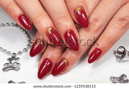 professional manicure with painted gel
