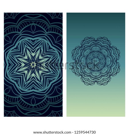 Yoga card template with mandala pattern. For business card, fitness center, meditation class. Vector illustration