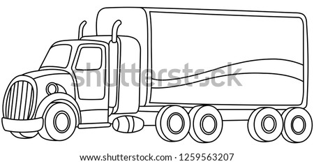 Outlined cartoon truck. Vector line art illustration coloring page.