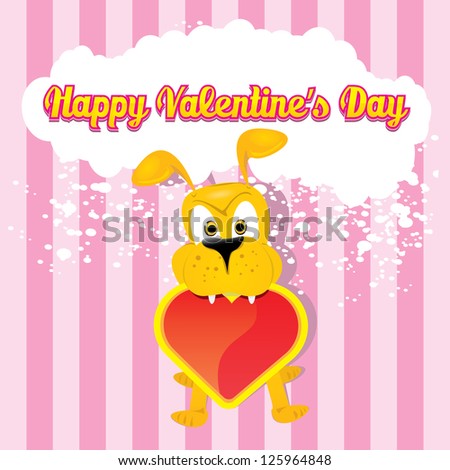 valentine day love beautiful card. cute cartoon puppy holding heart. love concept illustration. rasterized version