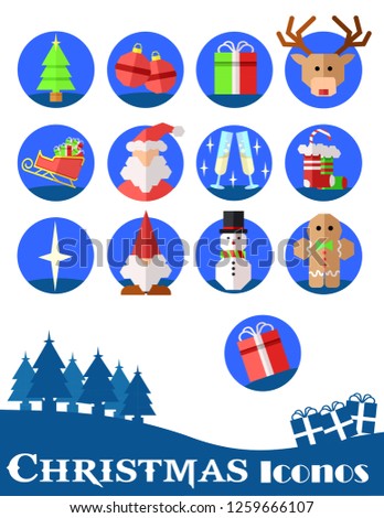 set of christmas icons, vector illustration about christmas elements, web icons, children's illustration, holiday.