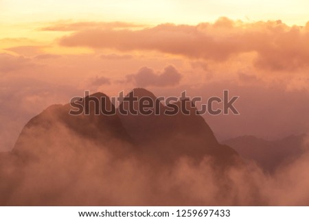 Landscape of sunset on Mountain valley at Doi Luang Chiang Dao, ChiangMai Thailand.