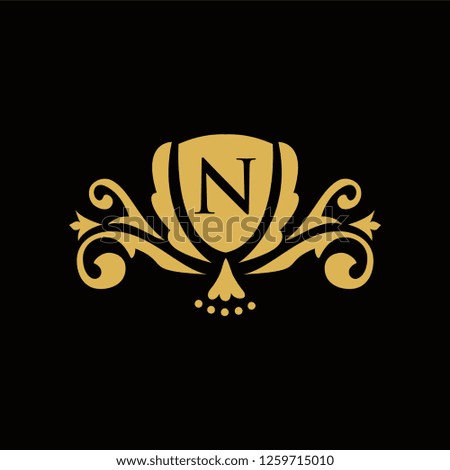 vector elements in style of luxury flourish. Luxury Logo template in vector for Restaurant, Royalty, Boutique, Cafe, Hotel, Heraldic, Jewelry, Fashion and other vector illustration