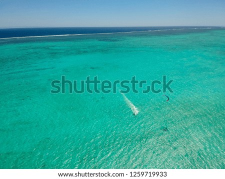 Aerial view of a kite surfer in Australia