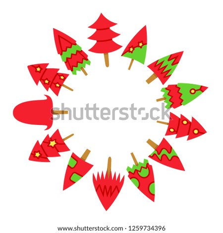 red Christmas tree with center blank circle shape on white background