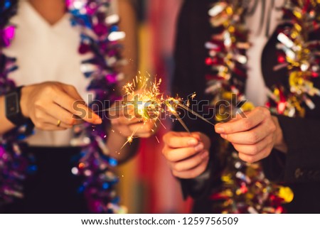 Group of friends staff party celebrate new year Christmas party. Meeting Club birthday cheer concert dancing confetti.