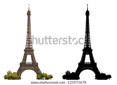 Eiffel Tower of Paris - isolated photograph with corresponding grayscale alpha mask Royalty-Free Stock Photo #125975678