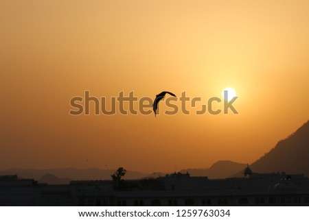 Sunset at Lake City, Udaipur, Rajasthan, India. This picture was taken in summer.