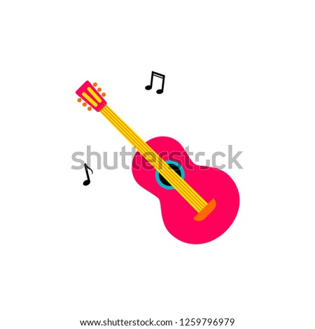 Vector illustration of classic guitar isolated on white background in flat style
