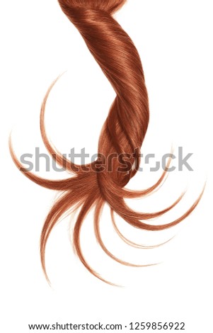 Curl of natural henna hair on white background