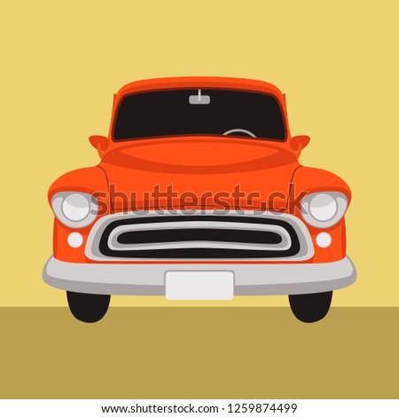 vintage car ,vector illustration , flat style , front view