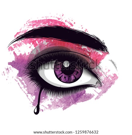 Vector image of tears in the eyes