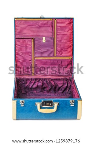 Vintage travel suitcase isolated on white background