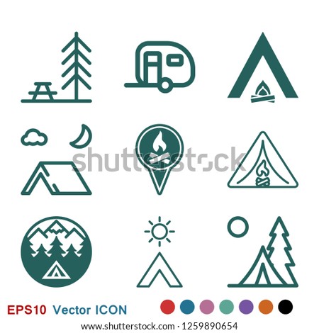 Vector camping icon to use for web and mobile UI, camping elements