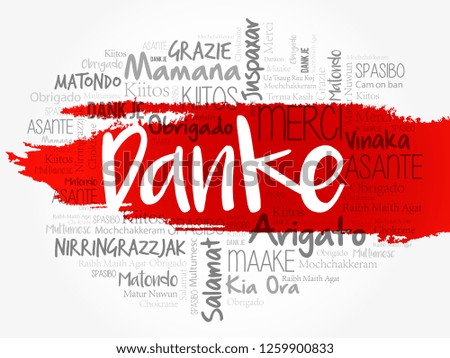 Danke (Thank You in German) Word Cloud background, all languages, multilingual for education