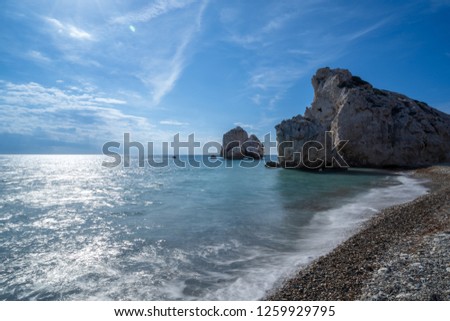 Long Exposure of the Sea with Aphrodite's Rock in the Background