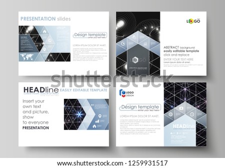 Set of business templates for presentation slides. Easy editable abstract vector layouts in flat design. Sacred geometry, glowing geometrical ornament. Mystical background