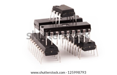 pile of microchip  isolated on white