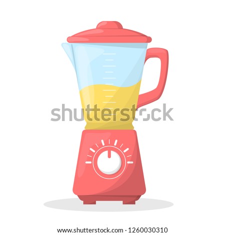 Blender or mixer kitchen tool for cooking. Equipment for smoothie making. Electric machine. Isolated flat vector illustration Royalty-Free Stock Photo #1260030310