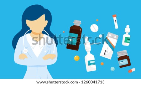 Medicine concept. Idea of healthcare and pharmacy. Doctor consultation online. Flat vector illustration
