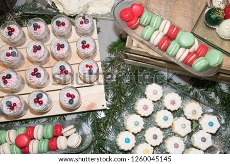 Christmas candy bar buffet with sweets festive decorated