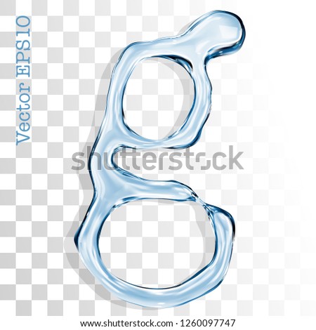 Letter g from clear transparent bluish water droplets. Vector EPS 10.